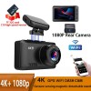 4K Dual Dash Cam, Built-in WiFi GPS 2160P+1080P Dash Camera Support Playback Moving Track In APP Night Vision With 32GC10 High-speed TF Card