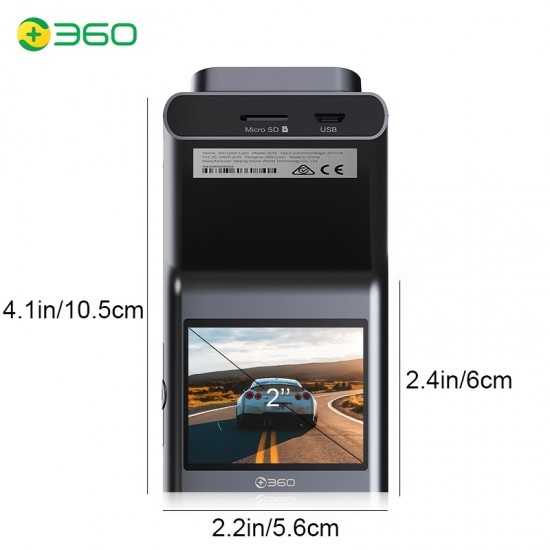 360 G300H 1296P Dash Cam Car Dash Camera 2" Ips Screen APP WiFi Control Night Vision 24hr Motion Detection Loop Recording H.265 Support 128GB SD Card