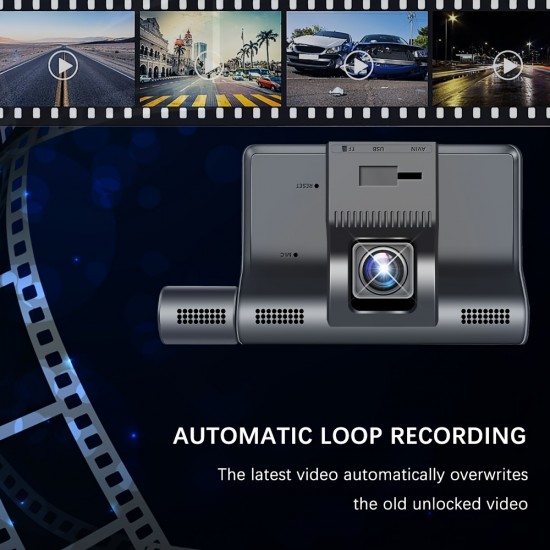 Automatic Loop Recording1080P Car DVR Camera Three Recording Car Recorder With Rear Pull  Circular Recording